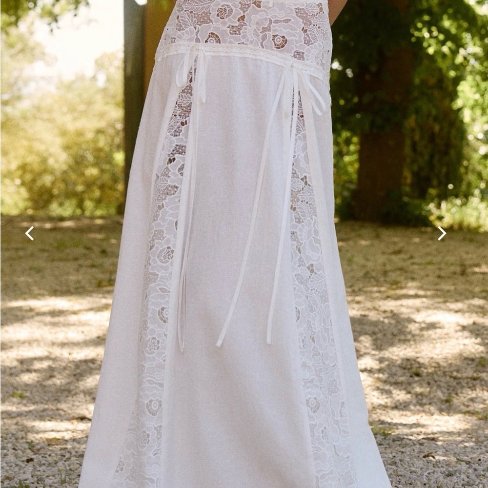 Ophelia White Lace Trim Maxi skirt Bydee